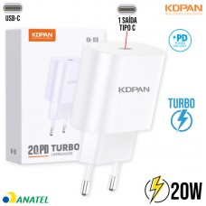 Carregador Tipo C PD 20W KN-108 Kdpan